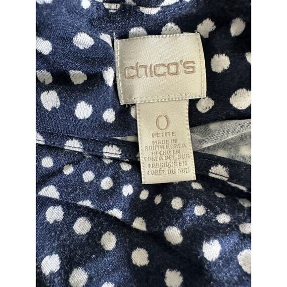 Chico's Polka Dot Navy Tee Modal Blend Petite - Picture 5 of 7